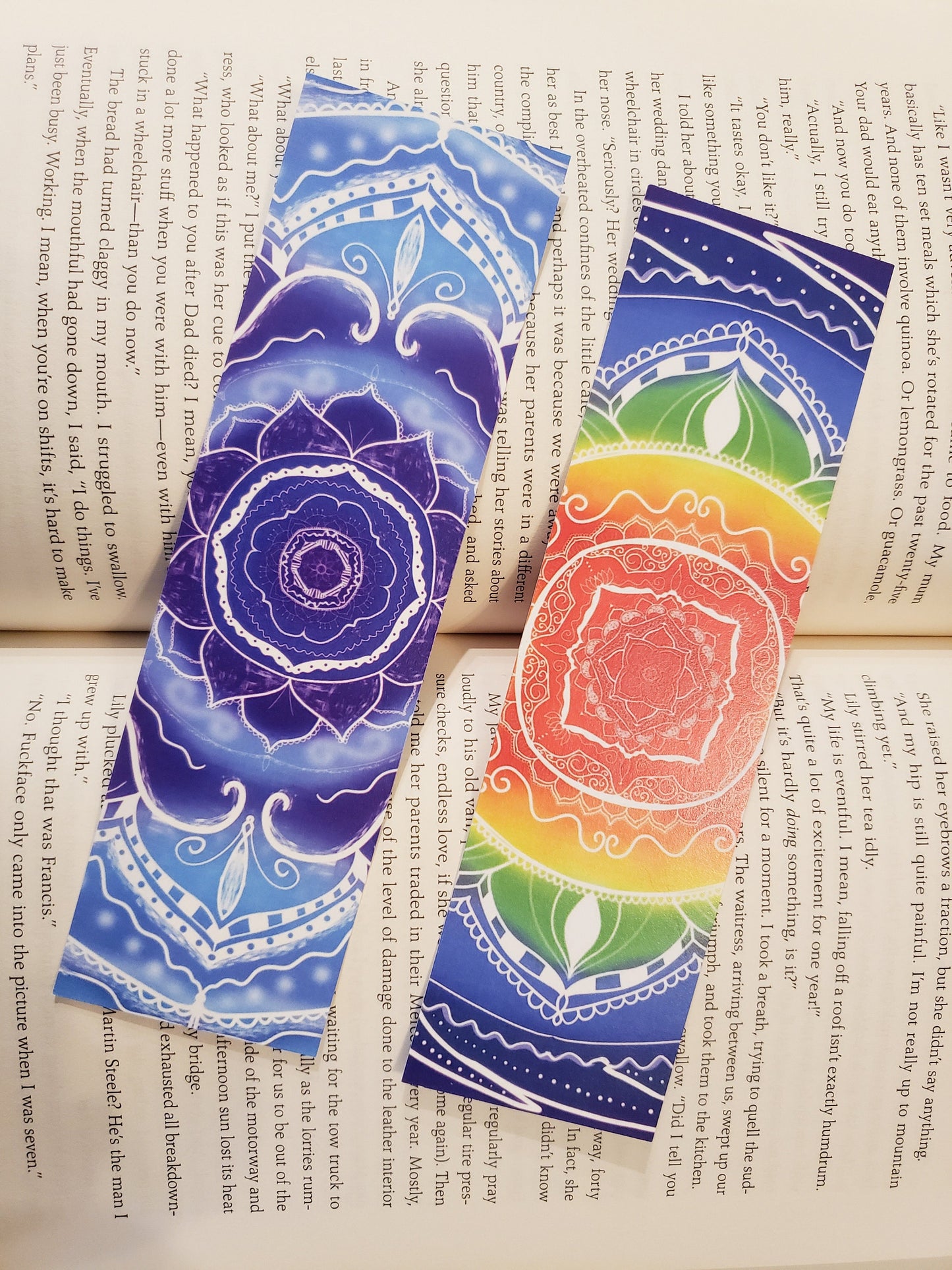 Mandala Bookmarks Beautiful Colorful Rainbow Bookmark Gift for Book Lovers Indigo Blue Bookmark Artistic Painted Book Mark for Bookstagram
