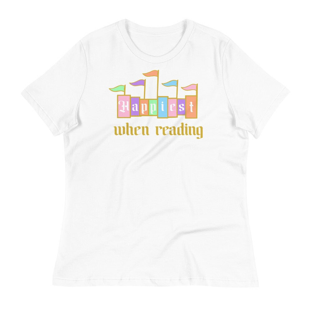 Happiest When Reading Colorful Bookish Happy Place on Earth Shirt for Librarians and Booksellers