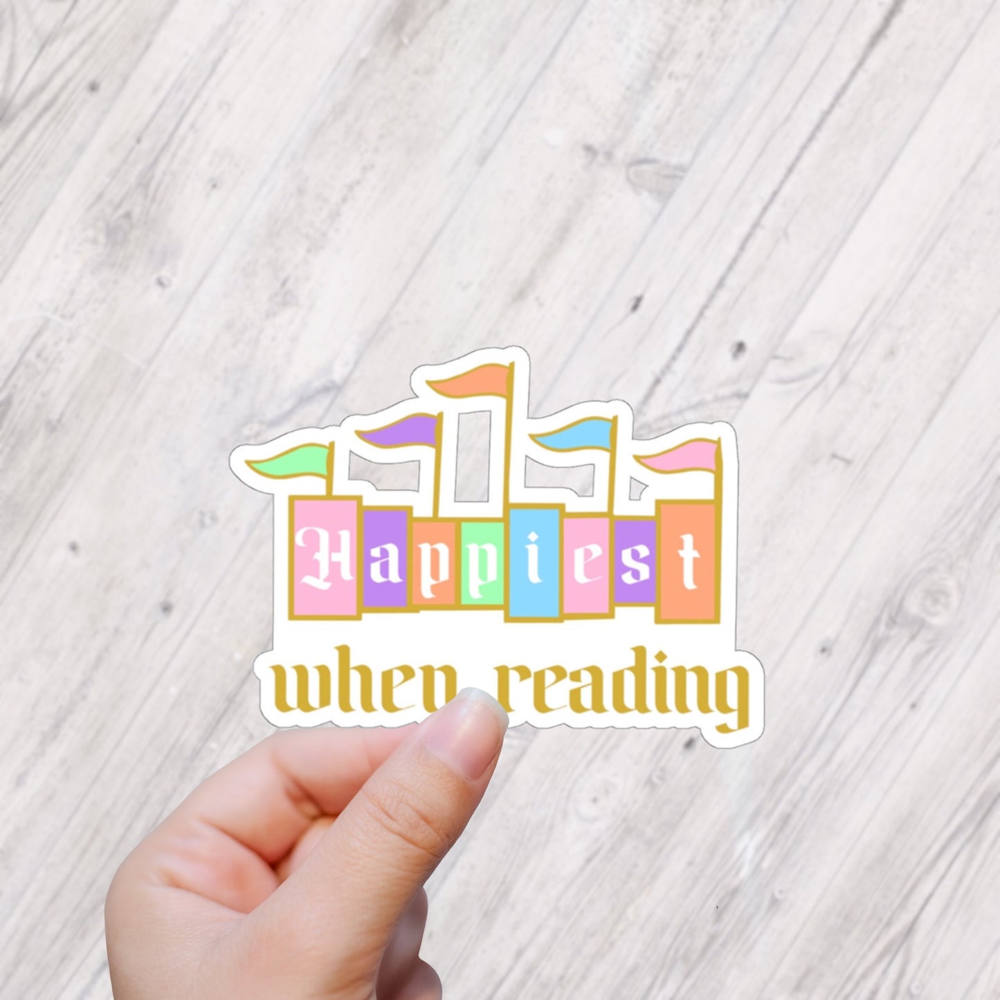 Happiest When Reading Bookish Happy Place on Earth Gift For Bibliophiles Reading Sticker for Bookish Friend Reading is My Happy Place Cute