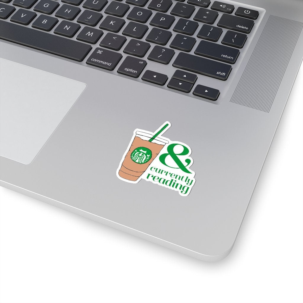 Iced Coffee and Currently Reading Bookish Sticker for Reader Book Cart Sticker for Laptop Bookstagram Sticker Gift for Bibliophiles Under 5