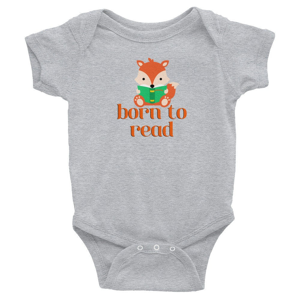 Born to Read Bookish Baby Fox Woodland Bodysuit Singlet for Little Readers