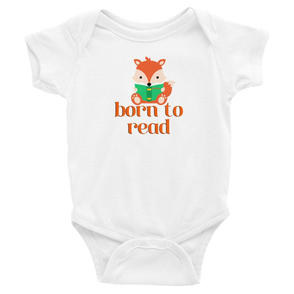 Born to Read Bookish Baby Fox Woodland Bodysuit Singlet for Little Readers