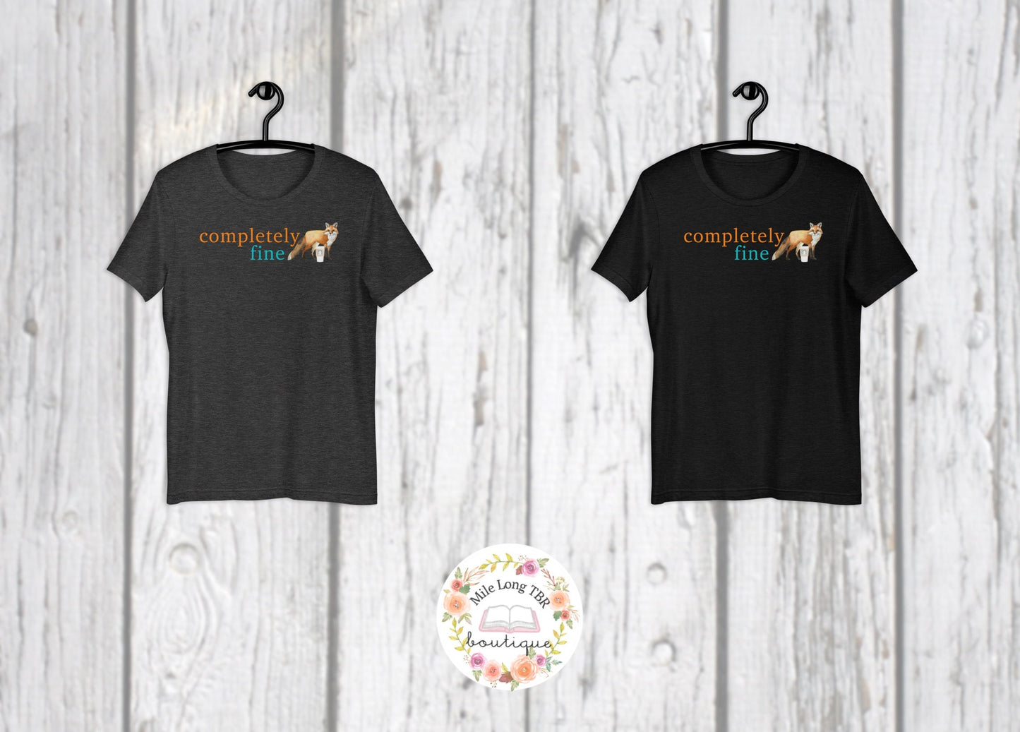 Completely Fine Eleanor Oliphant Shirt for Bibliophiles Gift for Readers Fox Coffee Tshirt for Mental Health Depression Anxiety Bookish Tee