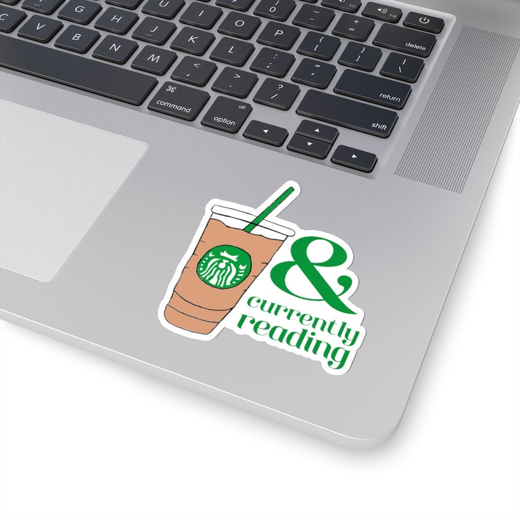 Iced Coffee and Currently Reading Bookish Sticker for Reader Book Cart Sticker for Laptop Bookstagram Sticker Gift for Bibliophiles Under 5