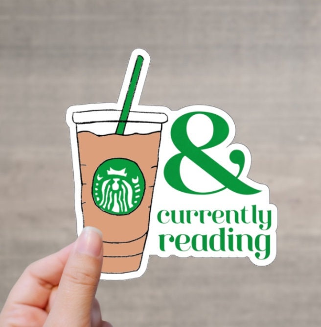 Iced Coffee and Currently Reading Bookish Sticker for Reader Book Cart Sticker for Laptop Bookstagram Sticker Gift for Bibliophiles Under 5