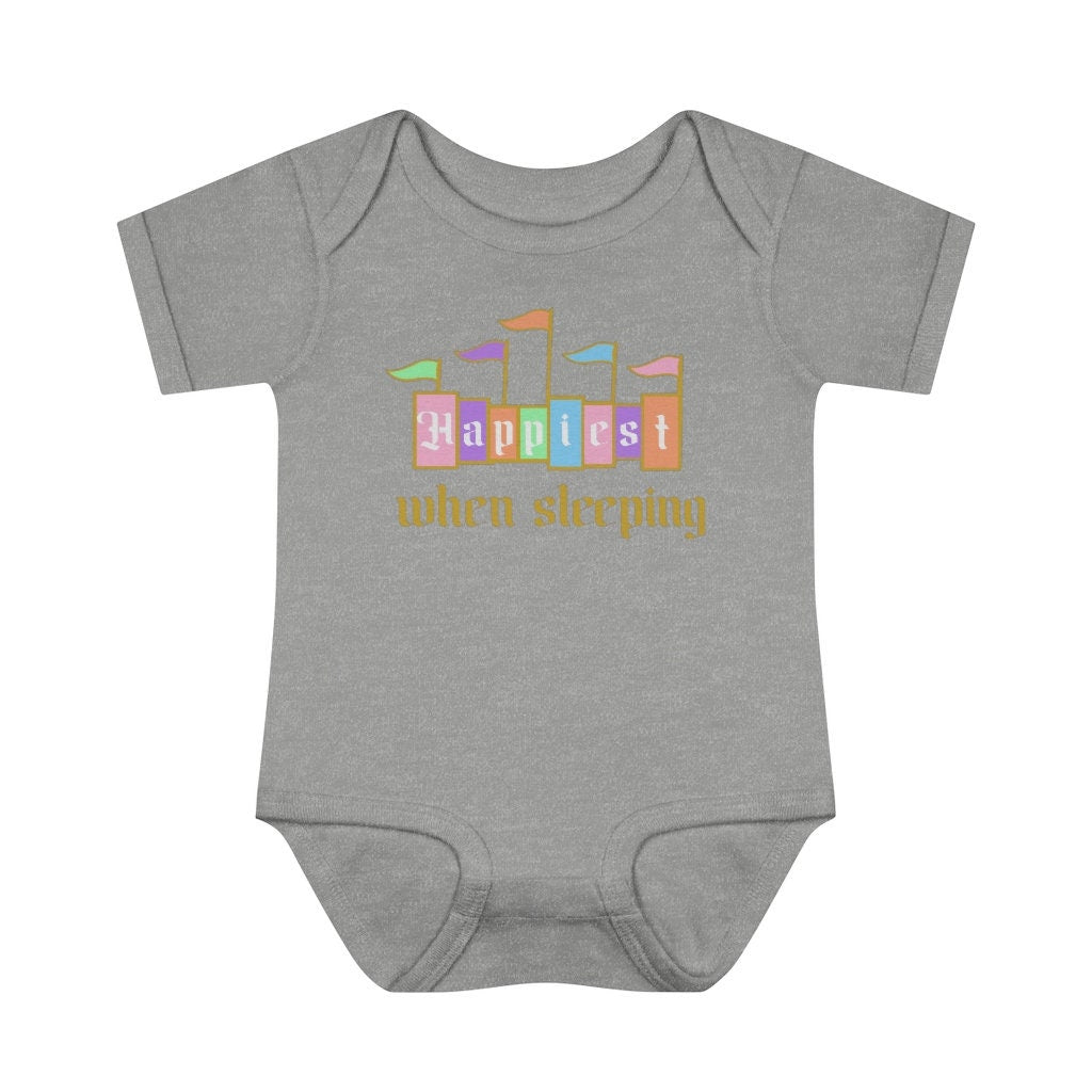 Happiest When Sleeping Baby Bodysuit for Disney Lover Baby Shower Gift Funny Singlet for Baby Cute Baby Pajama Outfit Shower Gift for Her