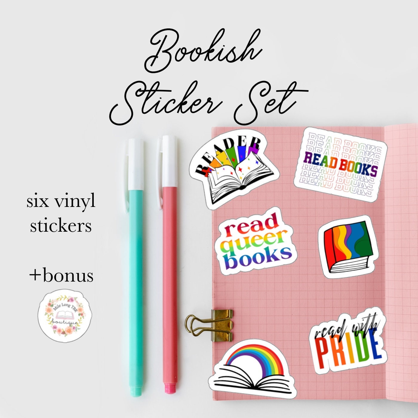 Read Queer Books Bookish Paper Stickers Reading Journal Pride Month Stickers for Reader Diverse Book Sticker Set for Laptop Gay Book Sticker