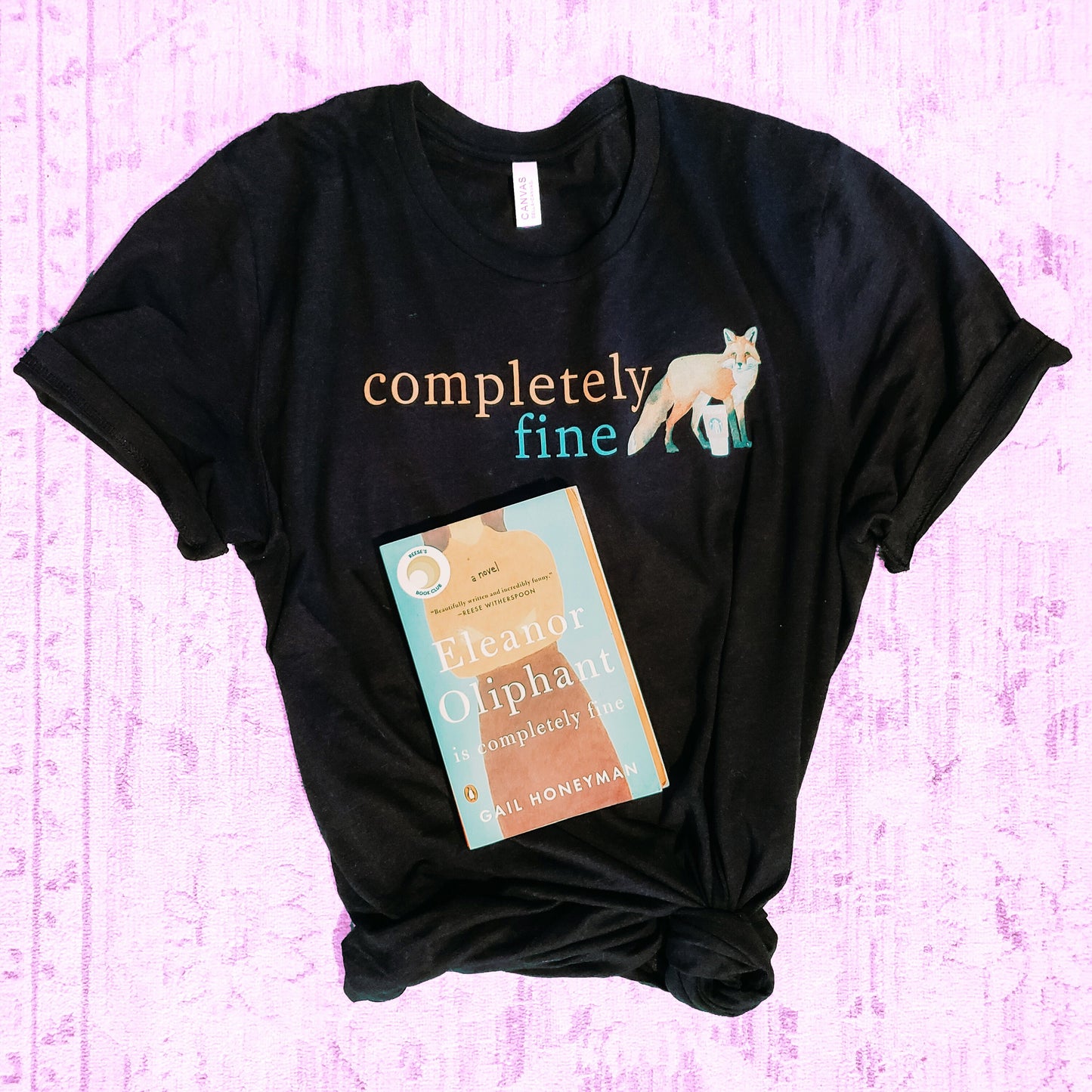 Completely Fine Eleanor Oliphant Shirt for Bibliophiles Gift for Readers Fox Coffee Tshirt for Mental Health Depression Anxiety Bookish Tee