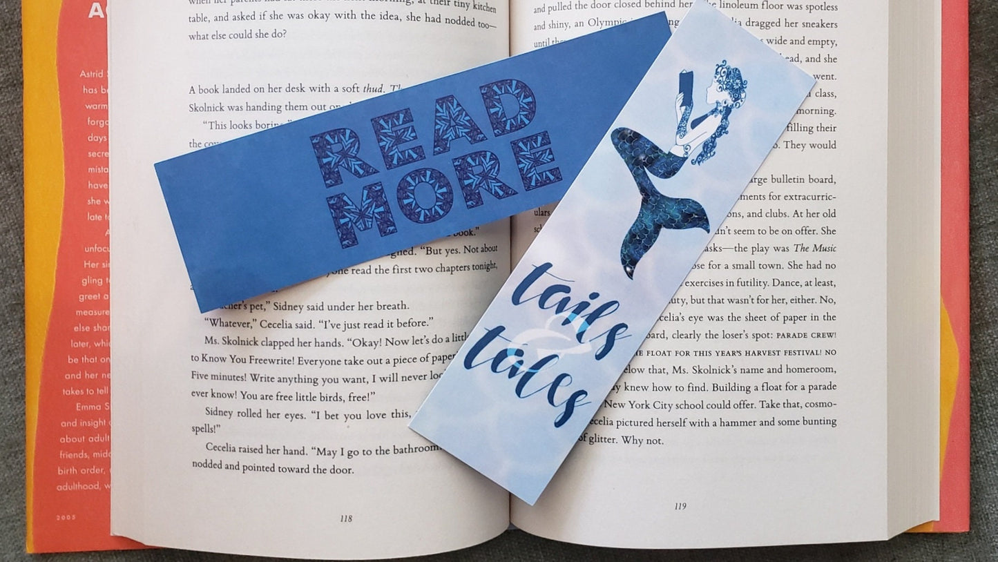 Mermaid Scales Tales and Tales Bookmark Mermazing Summer Reading Library Read More Mosaic Book Mark for Reading Summery Cute Bookish Gift
