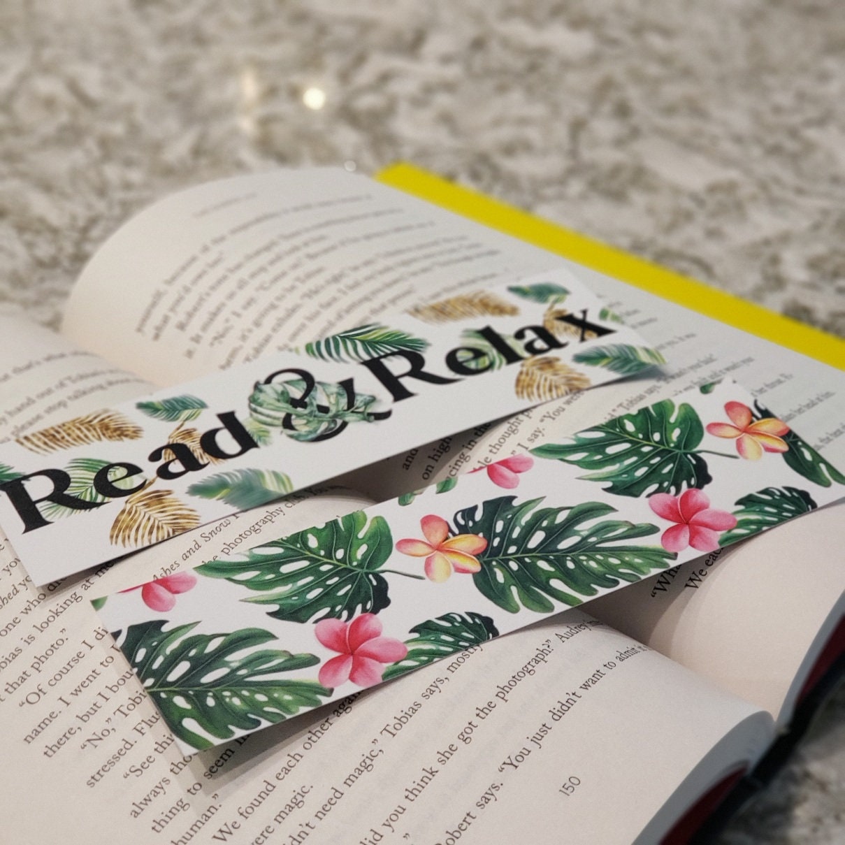 Summery Bookmark Beautiful Colorful Tropical Book mark Gift for Book Lovers Flamingo What The Flock Pink Bookmark Read & Relax Monstera