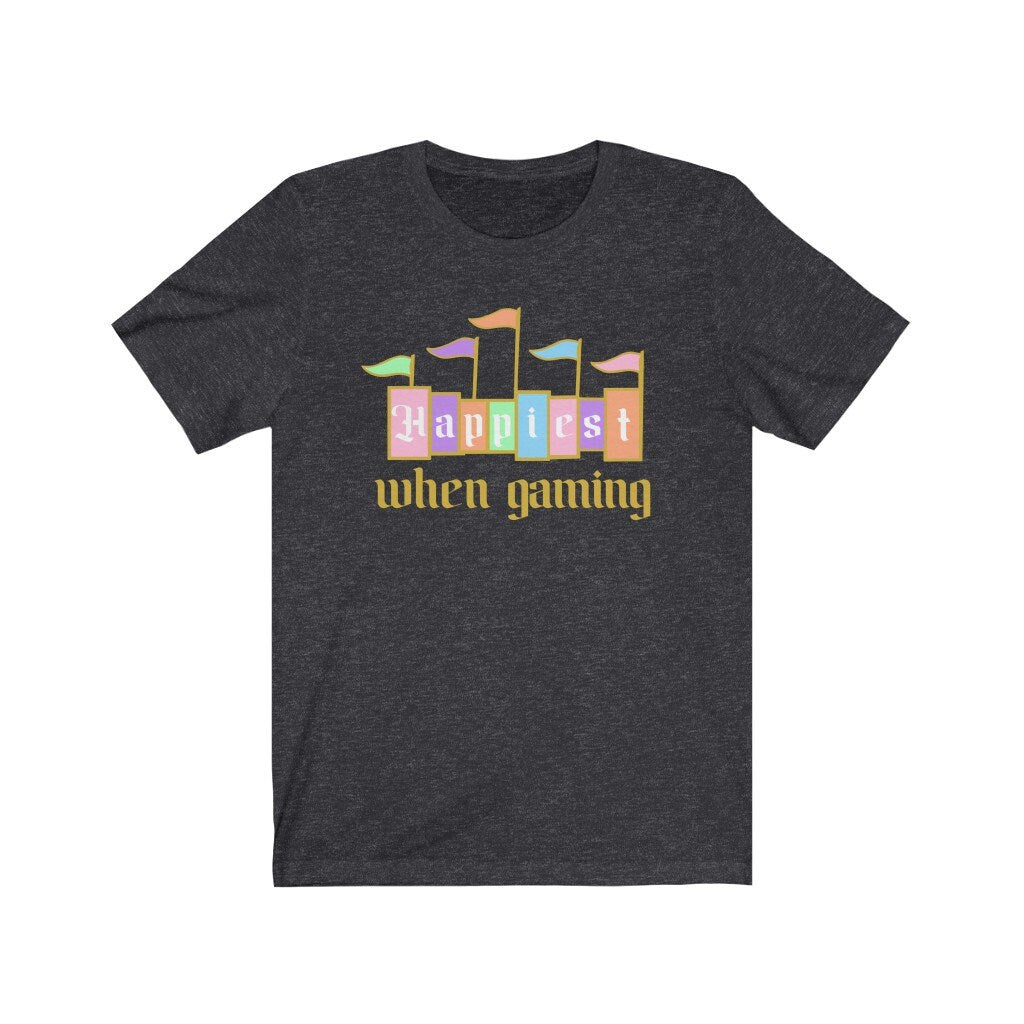 Happiest When Gaming Cute Gamer Girl Shirt Happiest Place Earth Girly Gamer Shirt Funny Video Game Lover Tee for Geeky Girl Christmas Gift