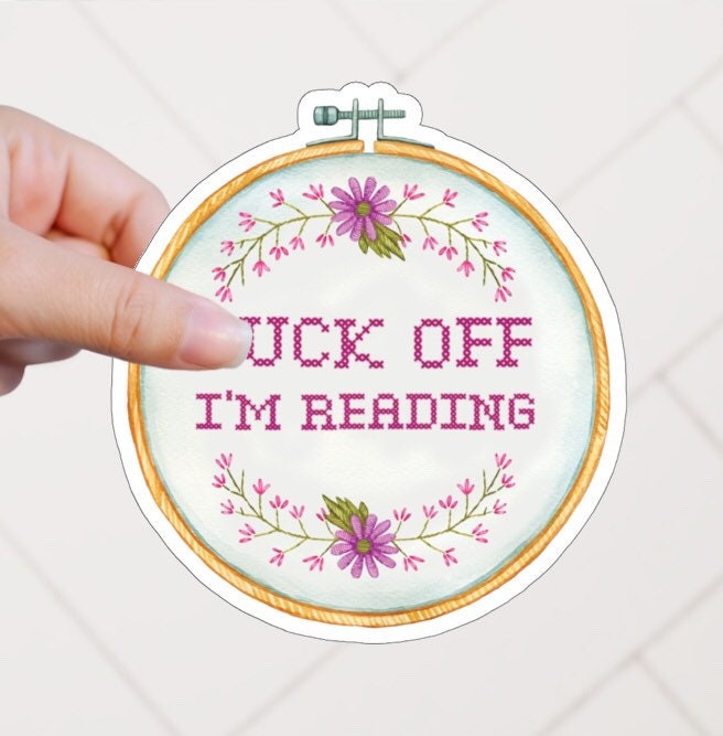 F Off I'm Reading Floral Bookish Sticker for Bibliophiles Book Sticker Under 5 Funny Gift For Reader Bookworm Sticker Funny Laptop Book Cart