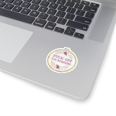 F Off I'm Reading Floral Bookish Sticker for Bibliophiles Book Sticker Under 5 Funny Gift For Reader Bookworm Sticker Funny Laptop Book Cart