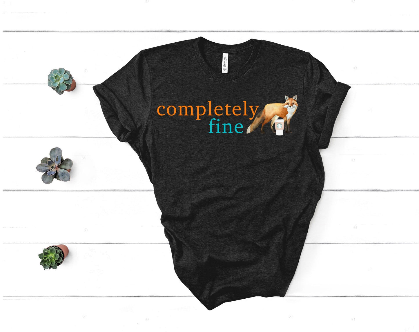 Completely Fine Eleanor Oliphant Shirt for Bibliophiles Gift for Readers Fox Coffee Tshirt for Mental Health Depression Anxiety Bookish Tee