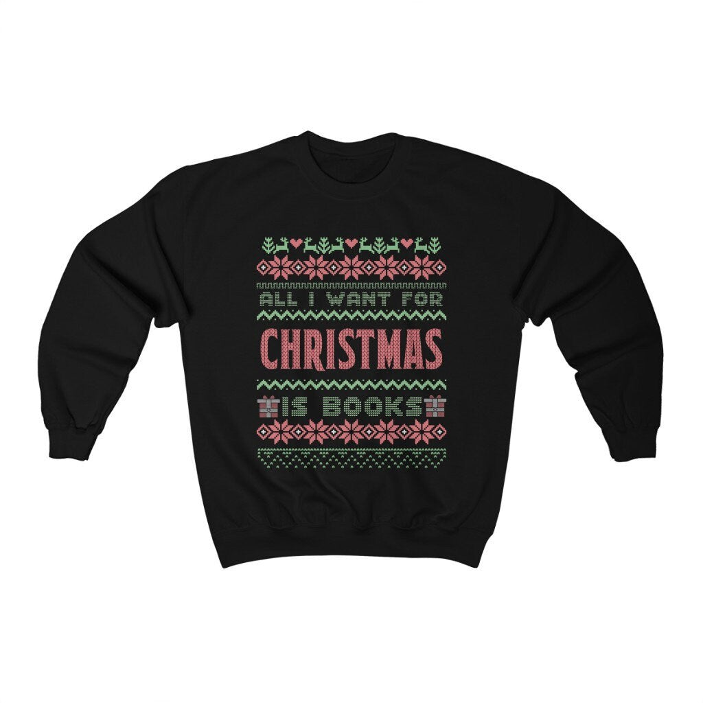 Bookish Christmas Sweatshit Ugly Christmas Sweater for Librarian Bookish Friend Christmas Gift Funny Nerdy Teacher Reader Cute Holiday