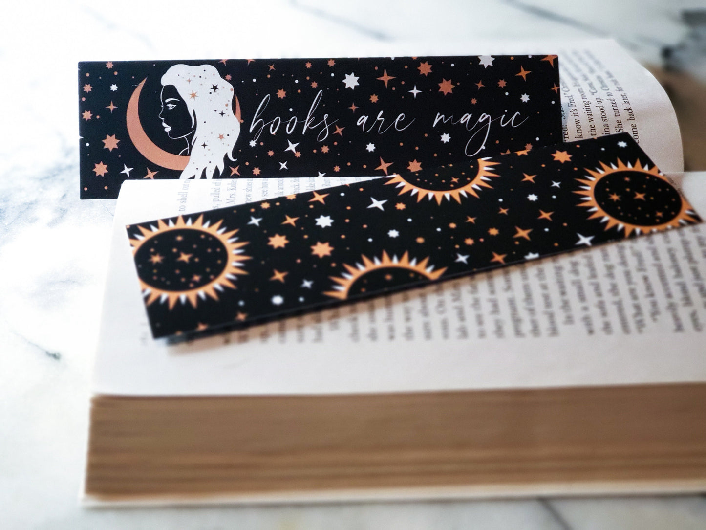 Books are Magic Witchy Woman Celestial Bookmark Sun Moon and Stars Bookmark Gift for Readers Halloween Bookmark