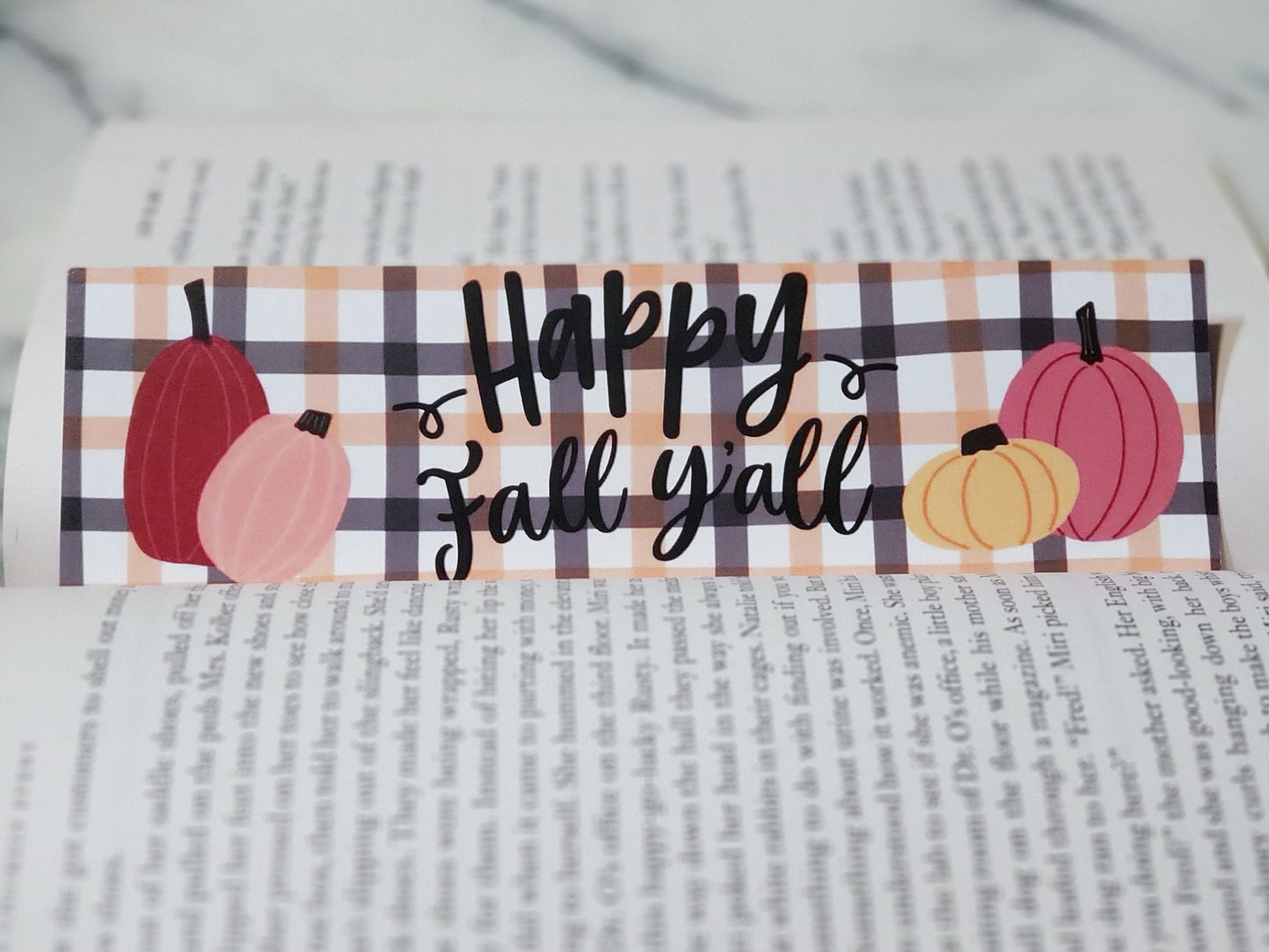 Happy Fall Yall Autumn Bookmark for Readers Thanksgiving Pumpkin Cute Bookmark