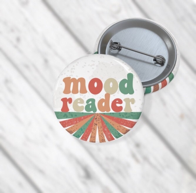 Mood Reader Bookish Pin Buttons Librarian Pin for Lanyard Small Bookish Gift Under 5 Retro Reader Vintage