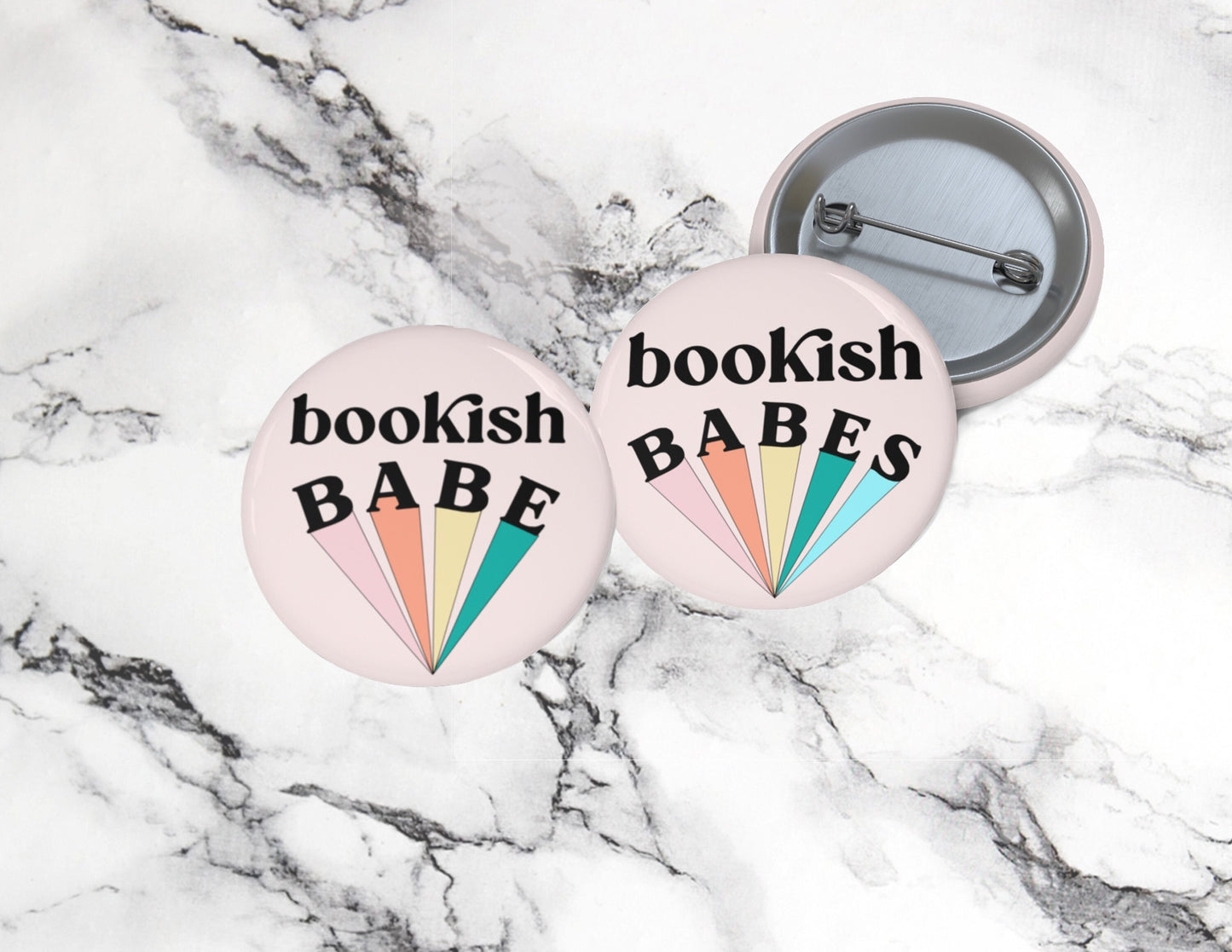 Bookish Babes Buttons Librarian Pin for Lanyard Small Bookish Gift Under 5 Retro Reader Vintage Style Bibliophile Gift Book Club Christmas