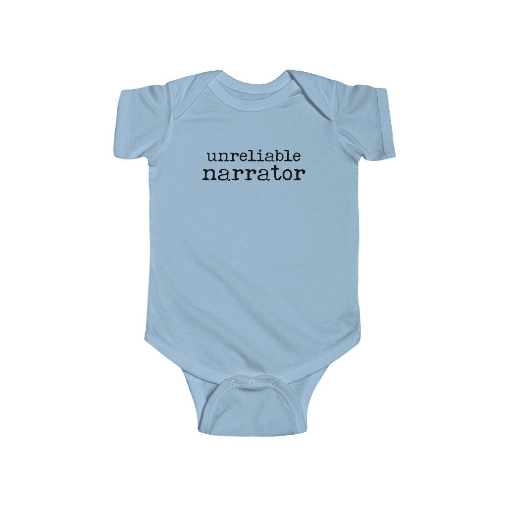 Unreliable Narrator Baby Gift for Reader Baby Shower Gift Funny Onesie Bookish Baby Minimalist Gender Neutral Baby Gift for Nerds Writer
