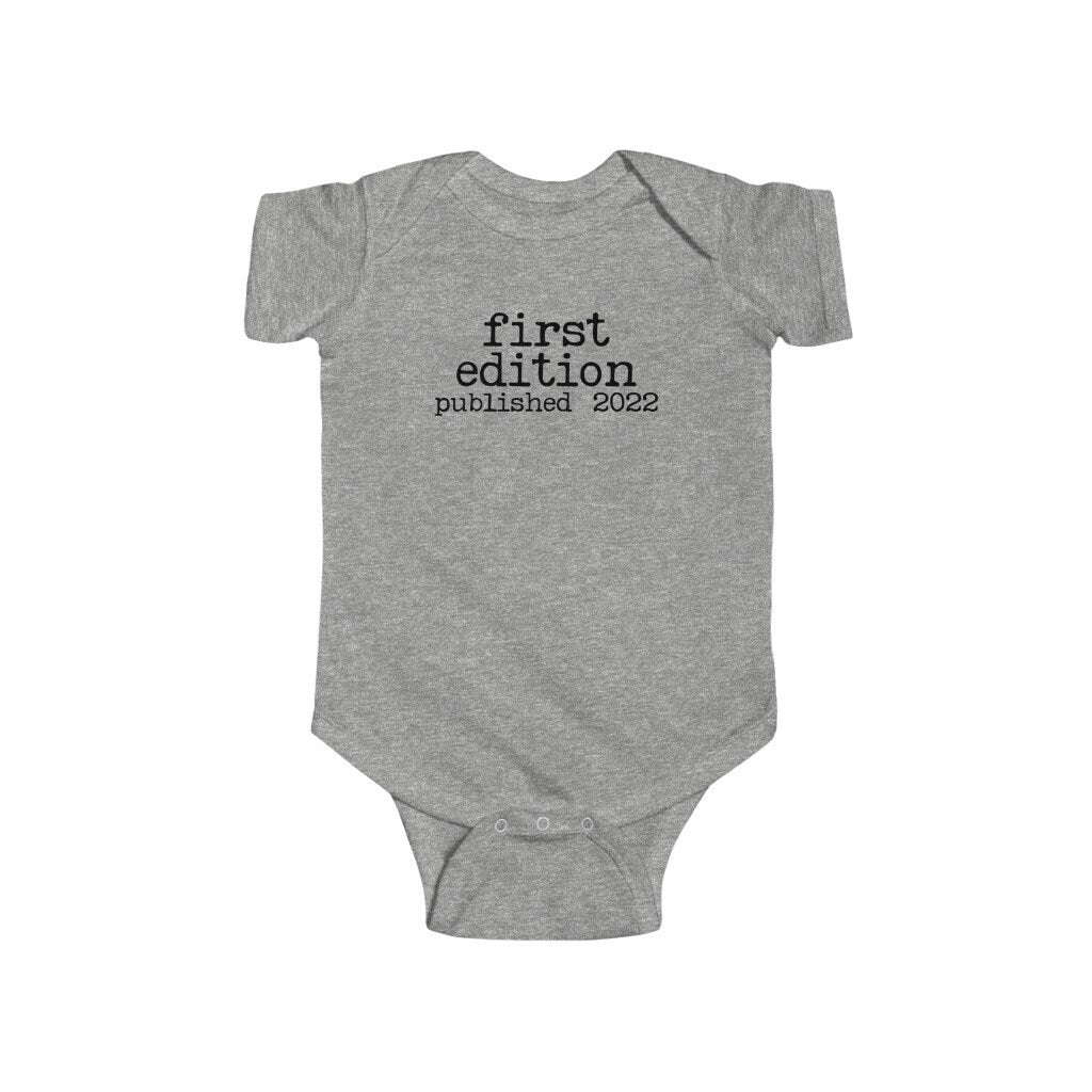 First Edition Custom Bookish Baby New 2024 Vintage Type Birth Announcement Idea for Librarian Writer Teacher Baby Shower Gift Bibliophile
