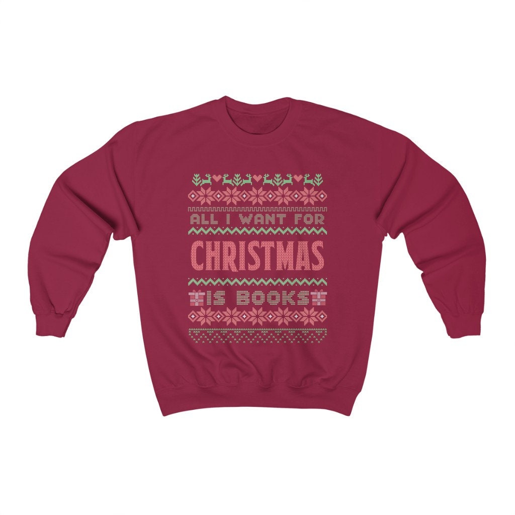 Bookish Christmas Sweatshit Ugly Christmas Sweater for Librarian Bookish Friend Christmas Gift Funny Nerdy Teacher Reader Cute Holiday