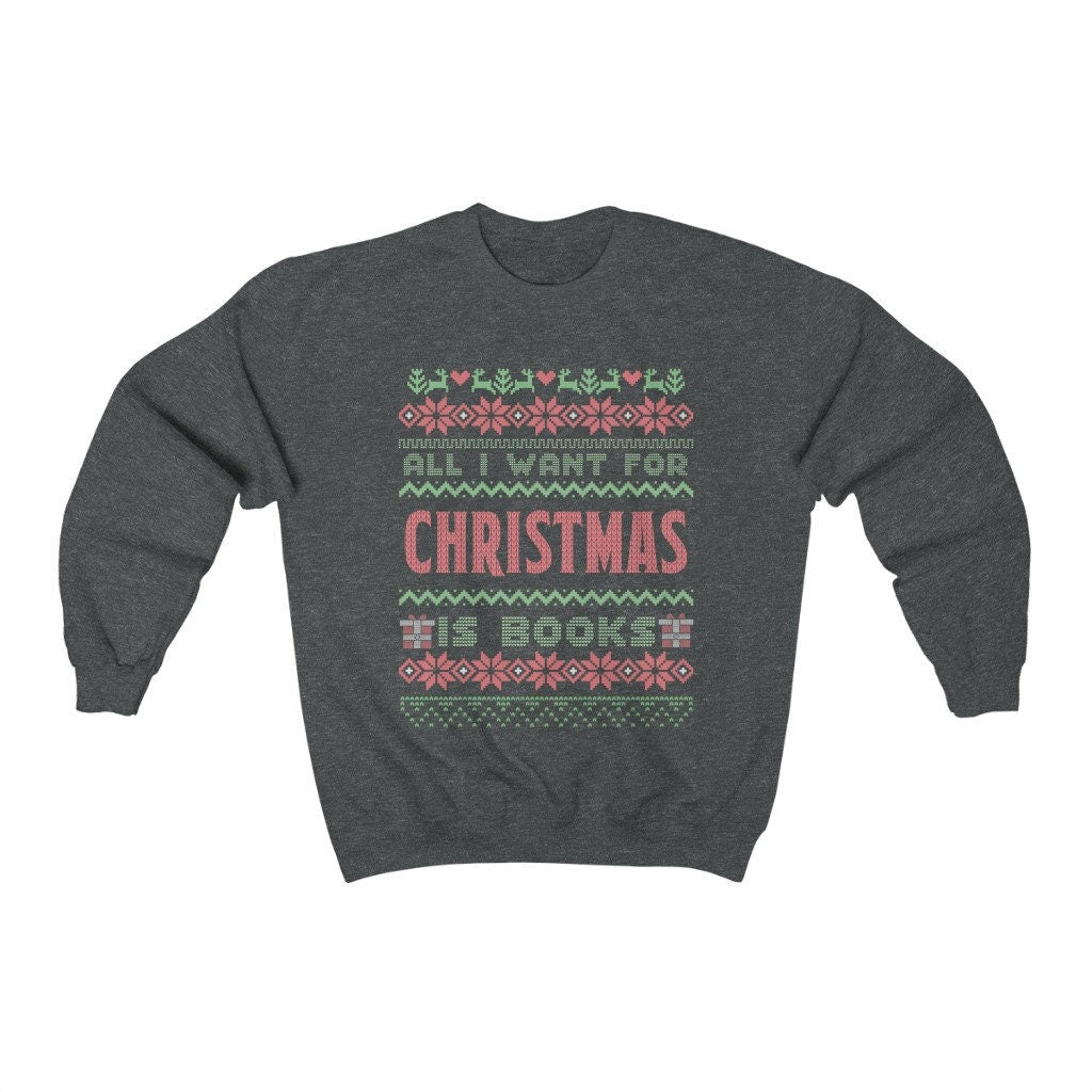Bookish Christmas Sweatshit Ugly Christmas Sweater for Librarian Bookish Friend Christmas Gift Funny Nerdy Teacher Reader Cute Holiday