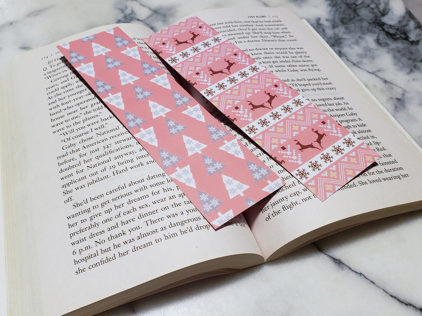 Pink Christmas Bookmark Librarian Gift for Readers Bookstagram Reader Friend Gift Bookworms Christmas Tree Holiday Book Mark Cute Present