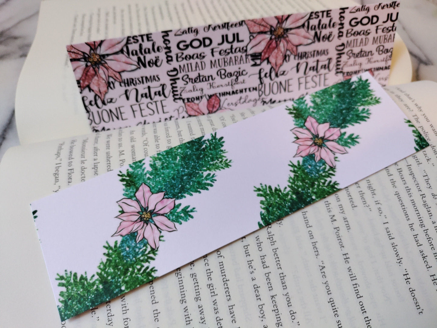 Meowy Christmas Cat and Snowflake Christmas Bookmark Librarian Gift Readers Bookstagram Book Club Present Reader Friend Gift for Bookworms