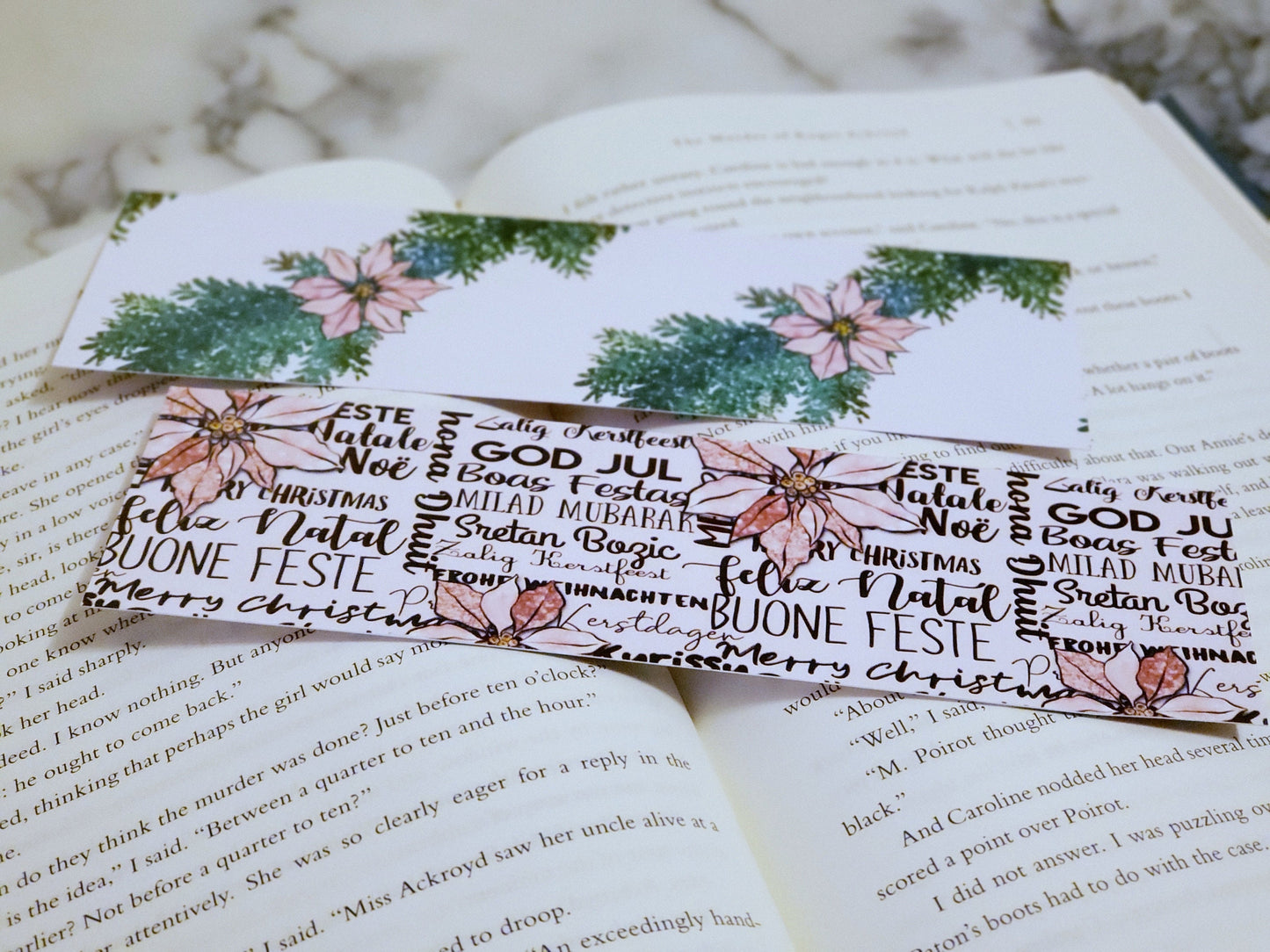 Meowy Christmas Cat and Snowflake Christmas Bookmark Librarian Gift Readers Bookstagram Book Club Present Reader Friend Gift for Bookworms