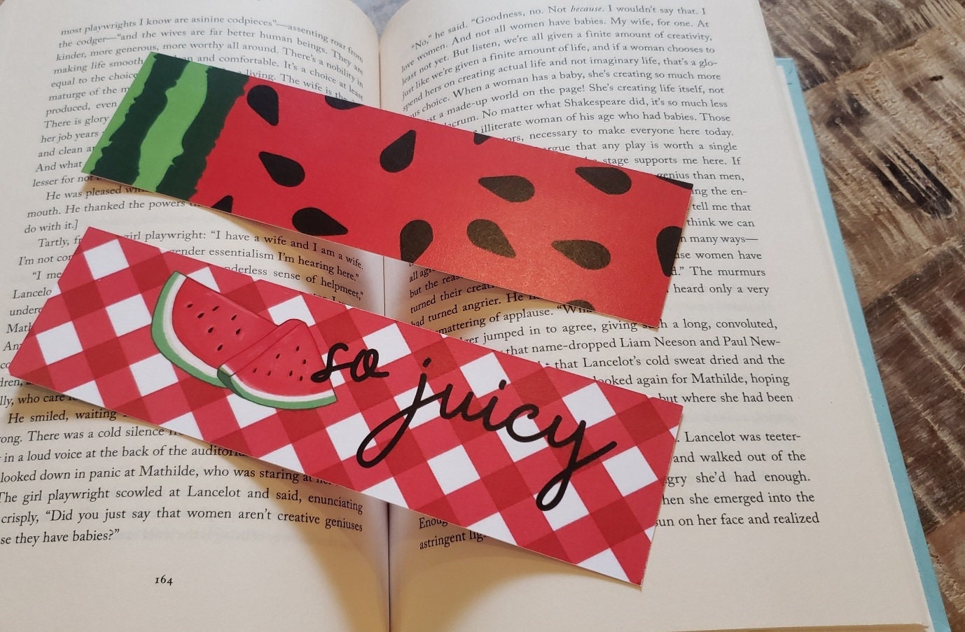 So Juicy Watermelon Bookmark Summer Reading Bookmarks Read White Blue Patriotic Reading Bookish Girl Bookmark July 4th Fruit Red Gingham