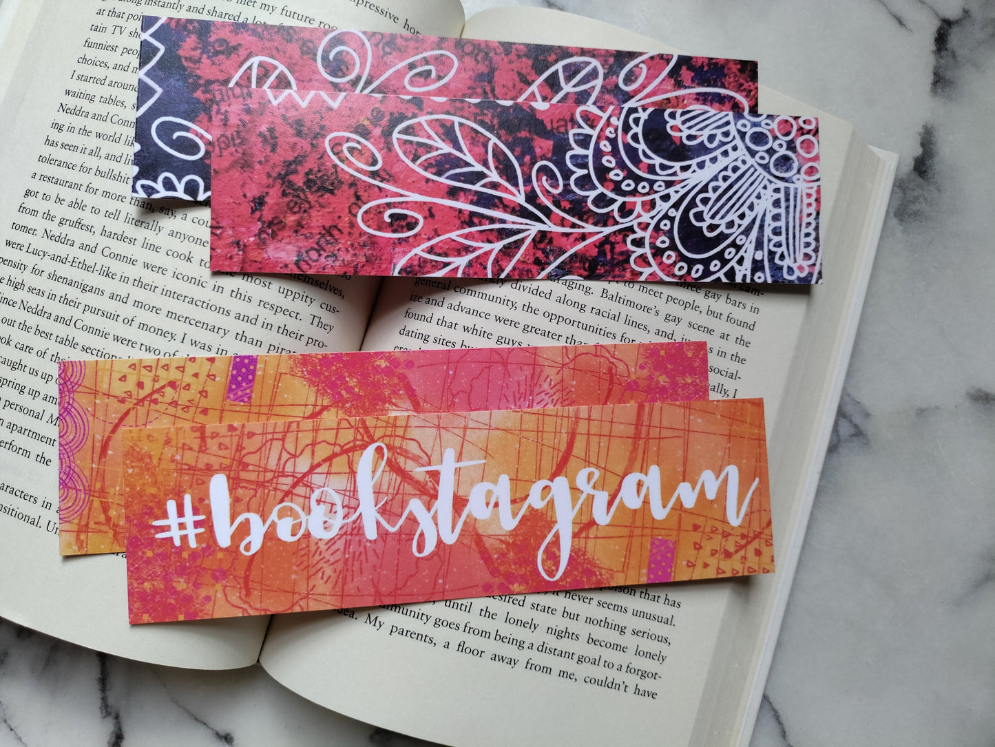Floral Paisley Swirl Bookstagram Pink Purple Bright Bookmarks for Reader Friend Gift