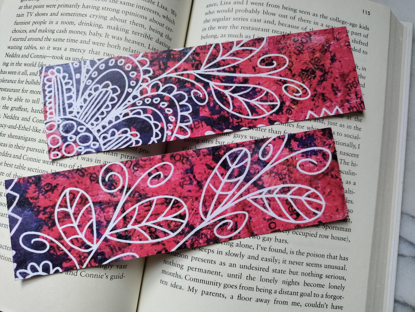 Floral Paisley Swirl Bookstagram Pink Purple Bright Bookmarks for Reader Friend Gift