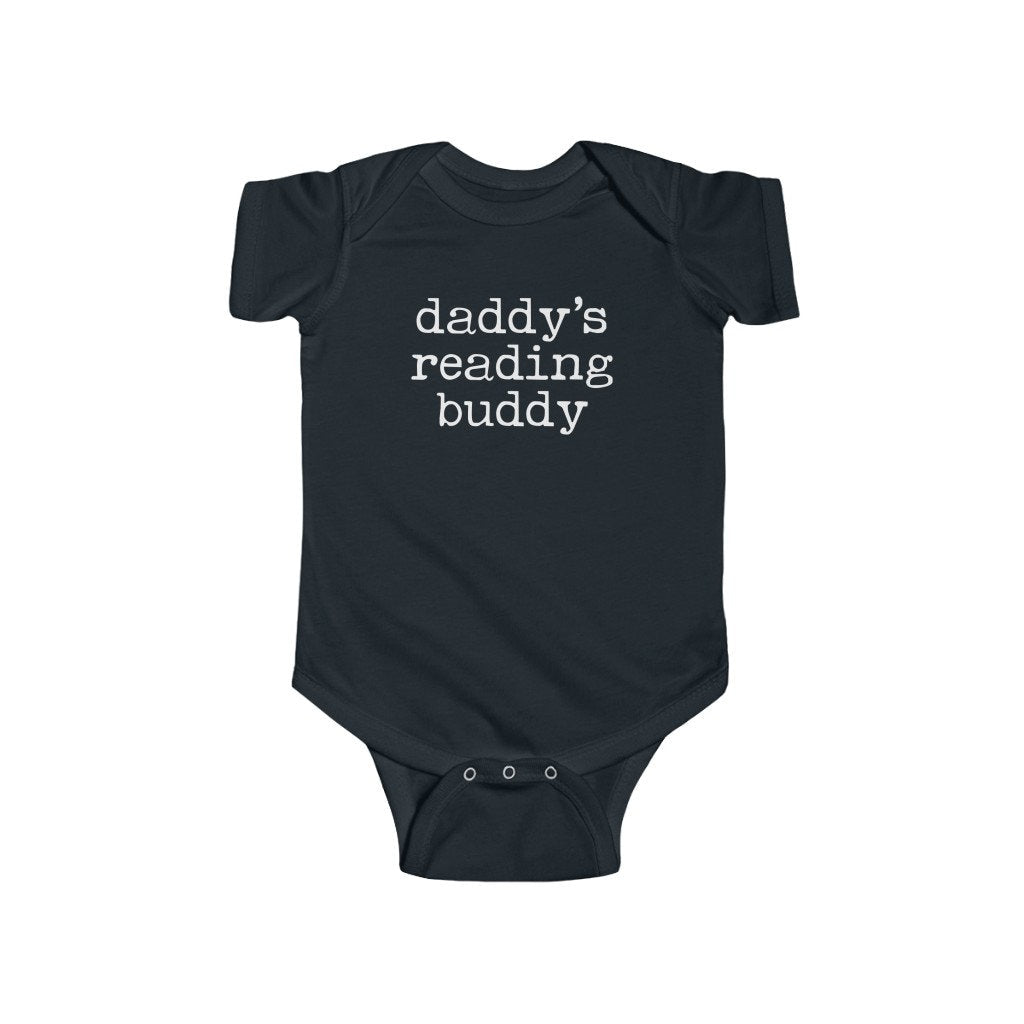 Daddy's Reading Buddy Infant Jersey Bodysuit for Bookish Baby Father's Day present for Librarian Teacher Funny Nerdy Baby Shower Gift