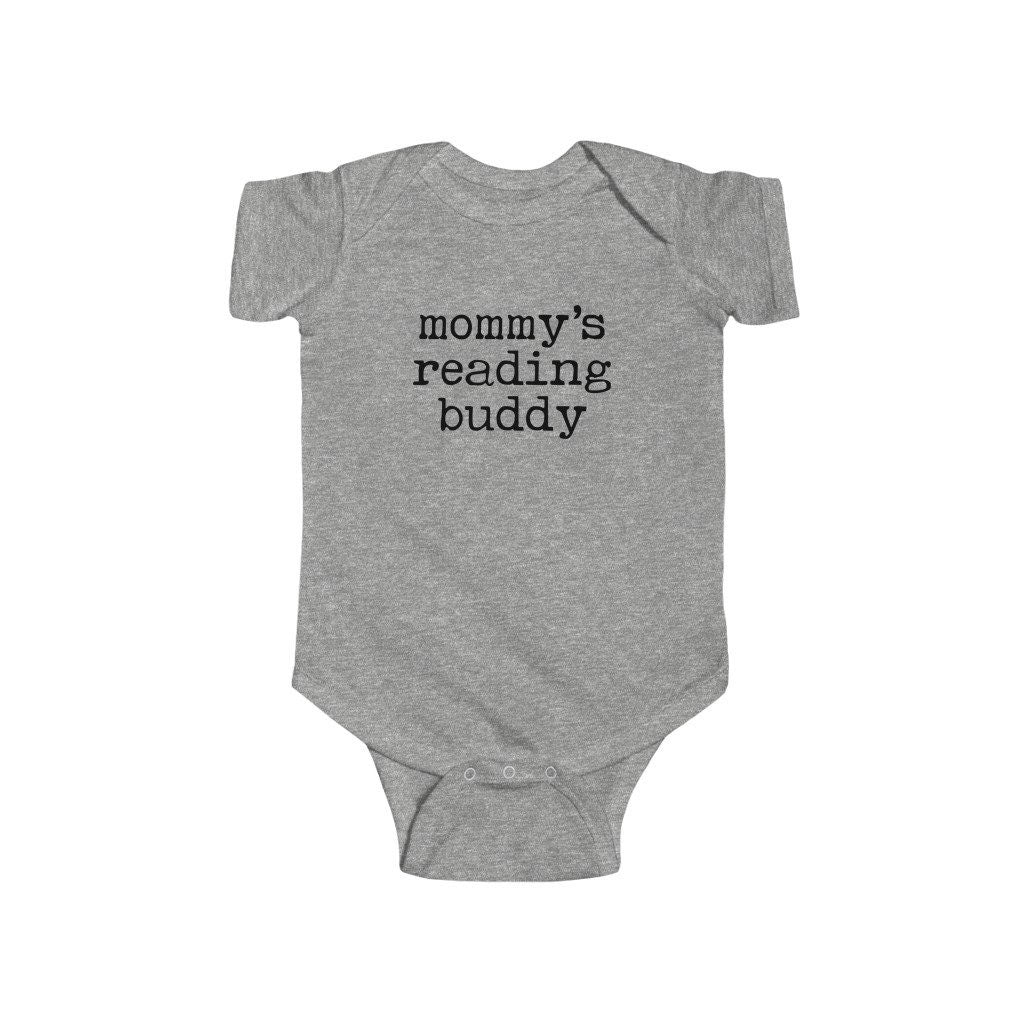 Mommy's Reading Buddy Future Bookworm Infant Jersey Bodysuit Bookish Baby Mothers Day present Librarian Teacher Funny Nerdy Baby Shower Gift