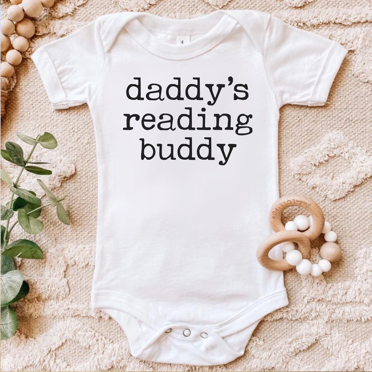 Daddy's Reading Buddy Infant Jersey Bodysuit for Bookish Baby Father's Day present for Librarian Teacher Funny Nerdy Baby Shower Gift