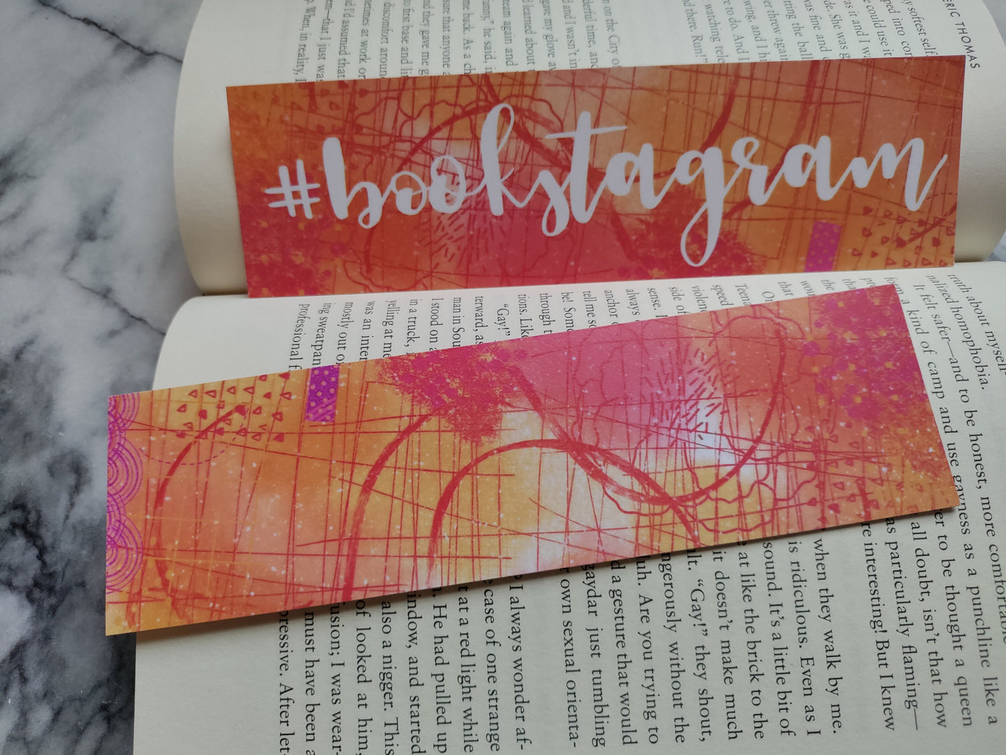 Bookstagram Orange Pink Feather Paisley Swirl Purple Bright Bookmarks for Reader Friend Gift