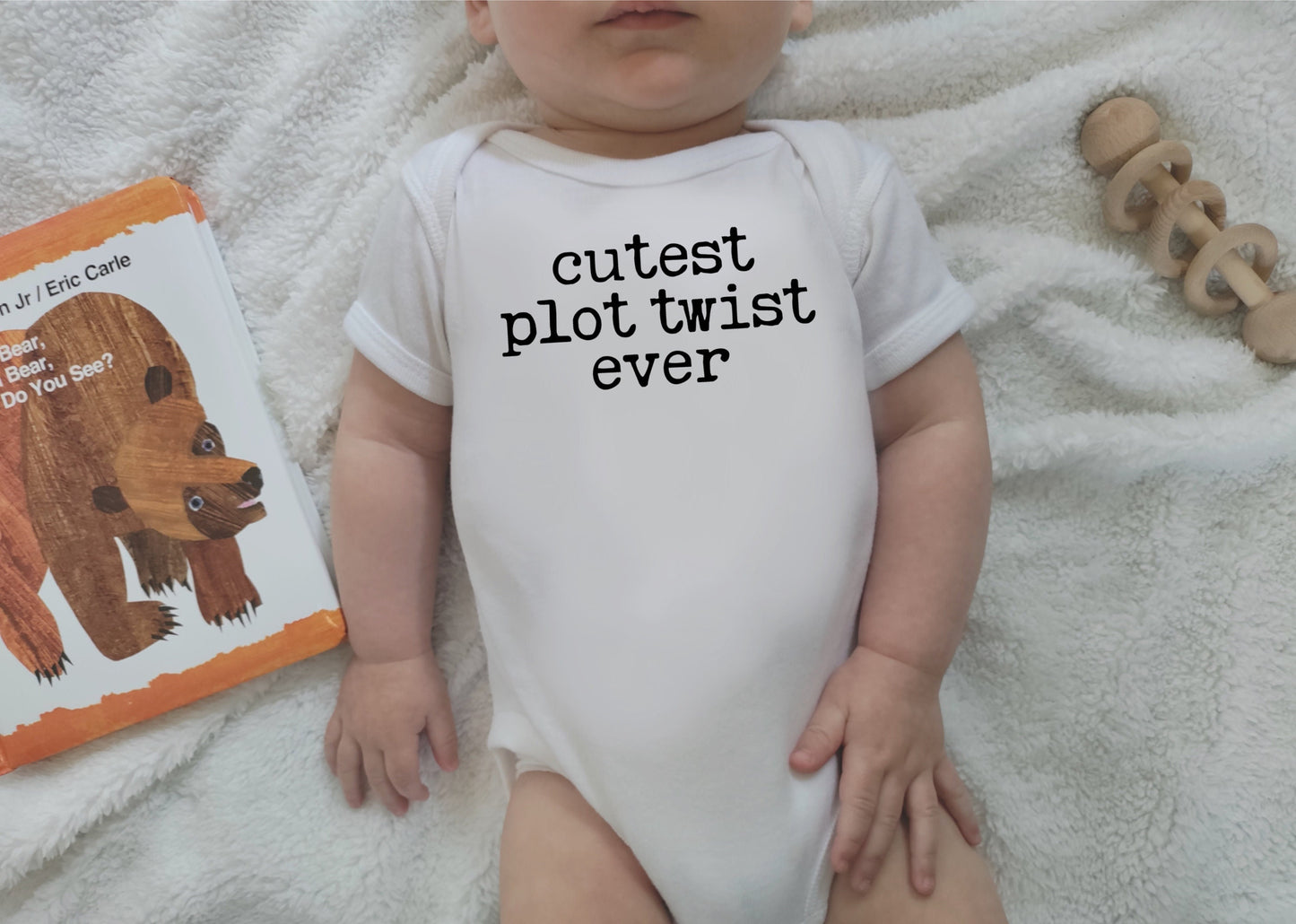 Cutest Plot Twist Ever Literary Baby Bodysuit for Reader Writer Author Surprise Baby Birth Announcement Funny