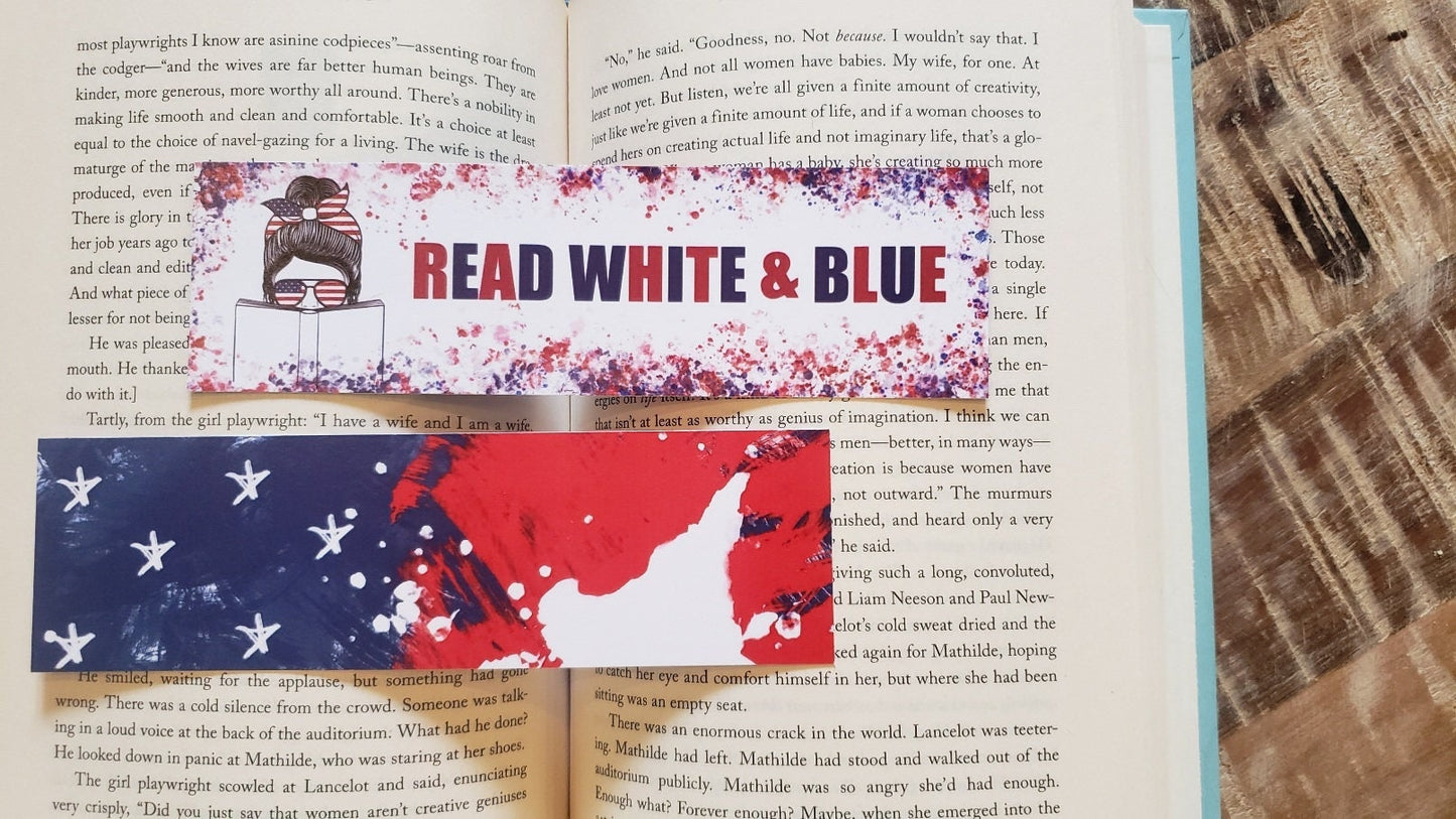 Read White and Blue Summer Bookmarks Patriotic Summer Reading Bookish Girl Bookmark July 4th Fruit Bookmark Red Gingham Watermelon Bookmark