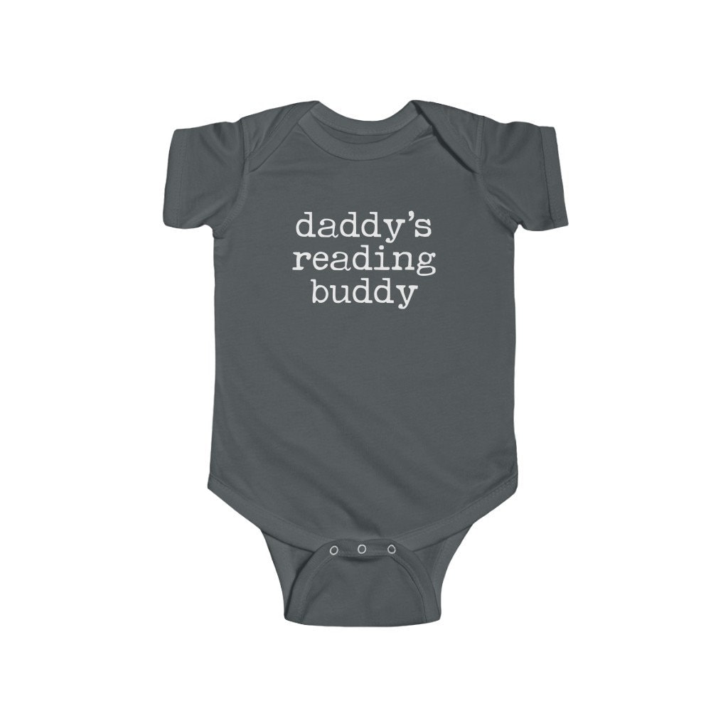 Daddy's Reading Buddy Infant Jersey Bodysuit for Bookish Baby Father's Day present for Librarian Teacher Funny Nerdy Baby Shower Gift