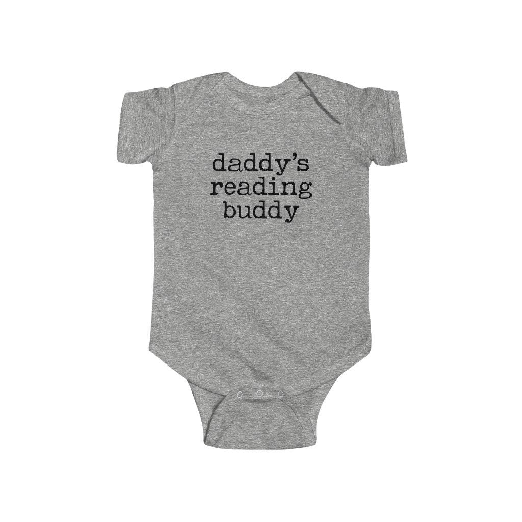 Daddy's Reading Buddy Infant Jersey Bodysuit for Bookish Baby Father's Day present for Librarian Teacher Funny Nerdy Baby Shower Gift