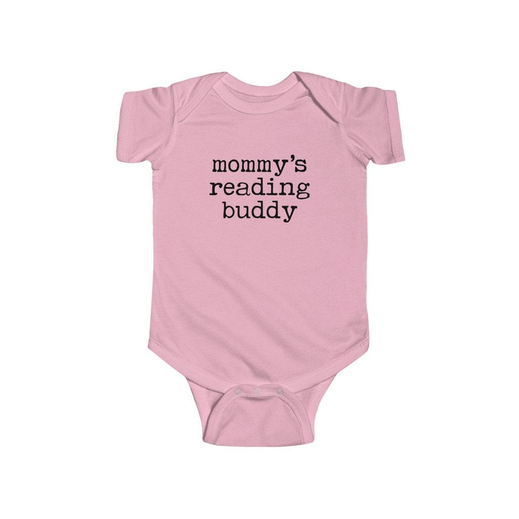 Mommy's Reading Buddy Future Bookworm Infant Jersey Bodysuit Bookish Baby Mothers Day present Librarian Teacher Funny Nerdy Baby Shower Gift