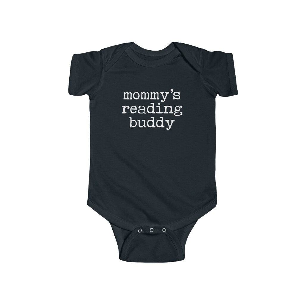 Mommy's Reading Buddy Future Bookworm Infant Jersey Bodysuit Bookish Baby Mothers Day present Librarian Teacher Funny Nerdy Baby Shower Gift