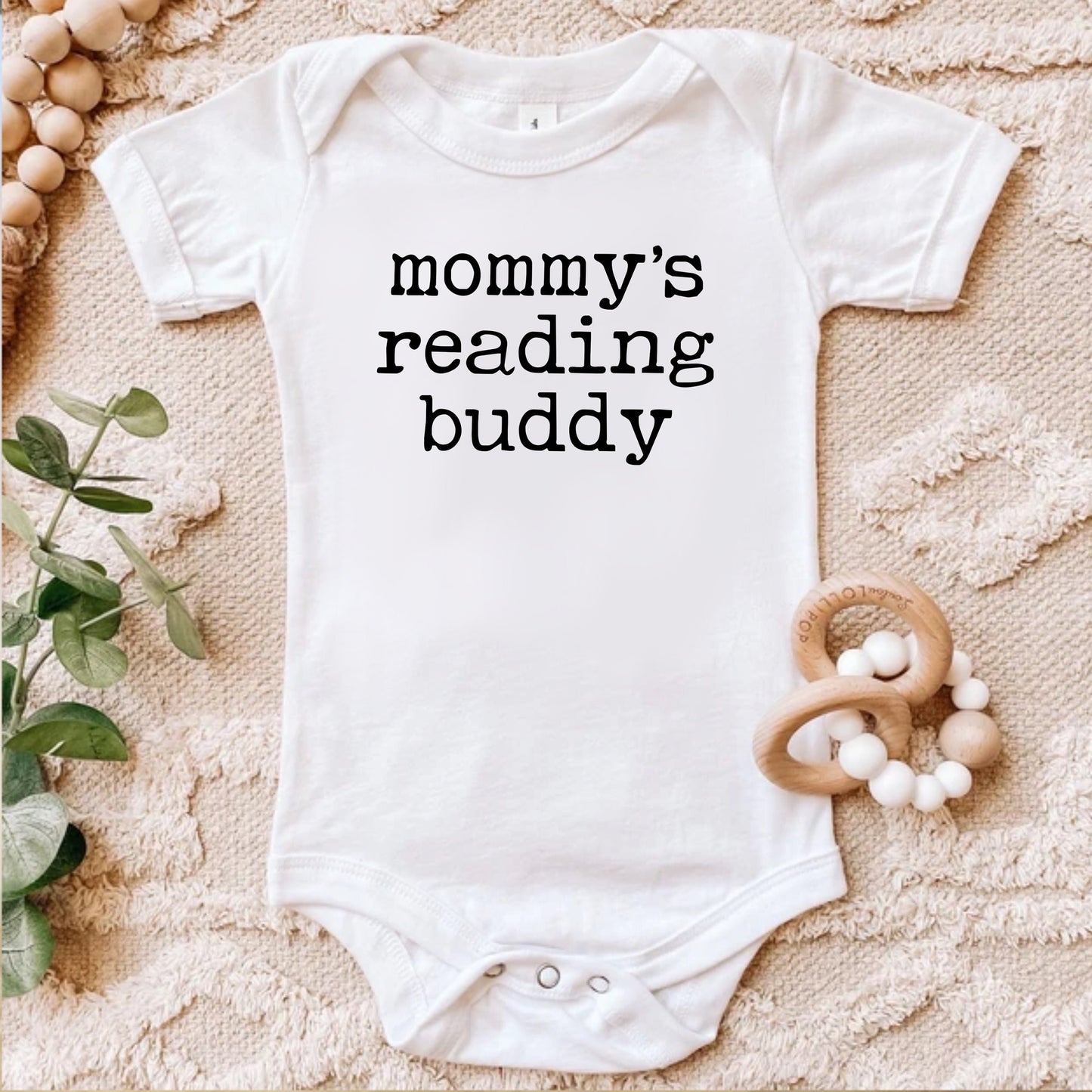 Mommy's Reading Buddy Future Bookworm Infant Jersey Bodysuit Bookish Baby Mothers Day present Librarian Teacher Funny Nerdy Baby Shower Gift