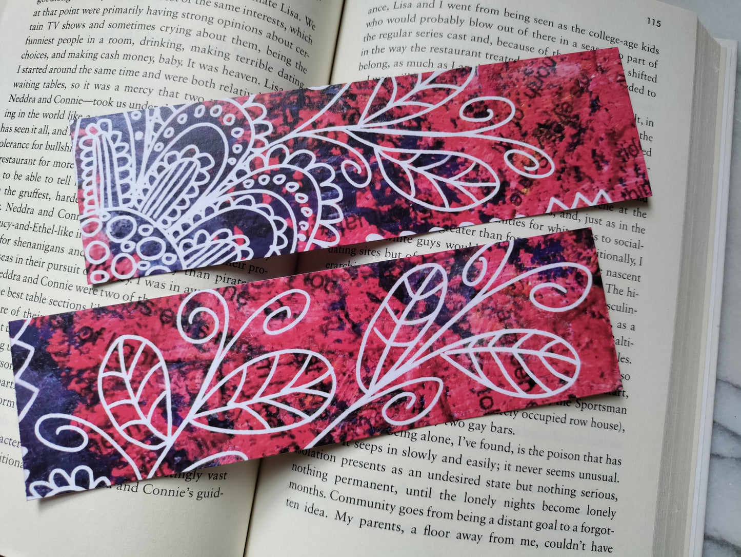 Bookstagram Orange Pink Feather Paisley Swirl Purple Bright Bookmarks for Reader Friend Gift