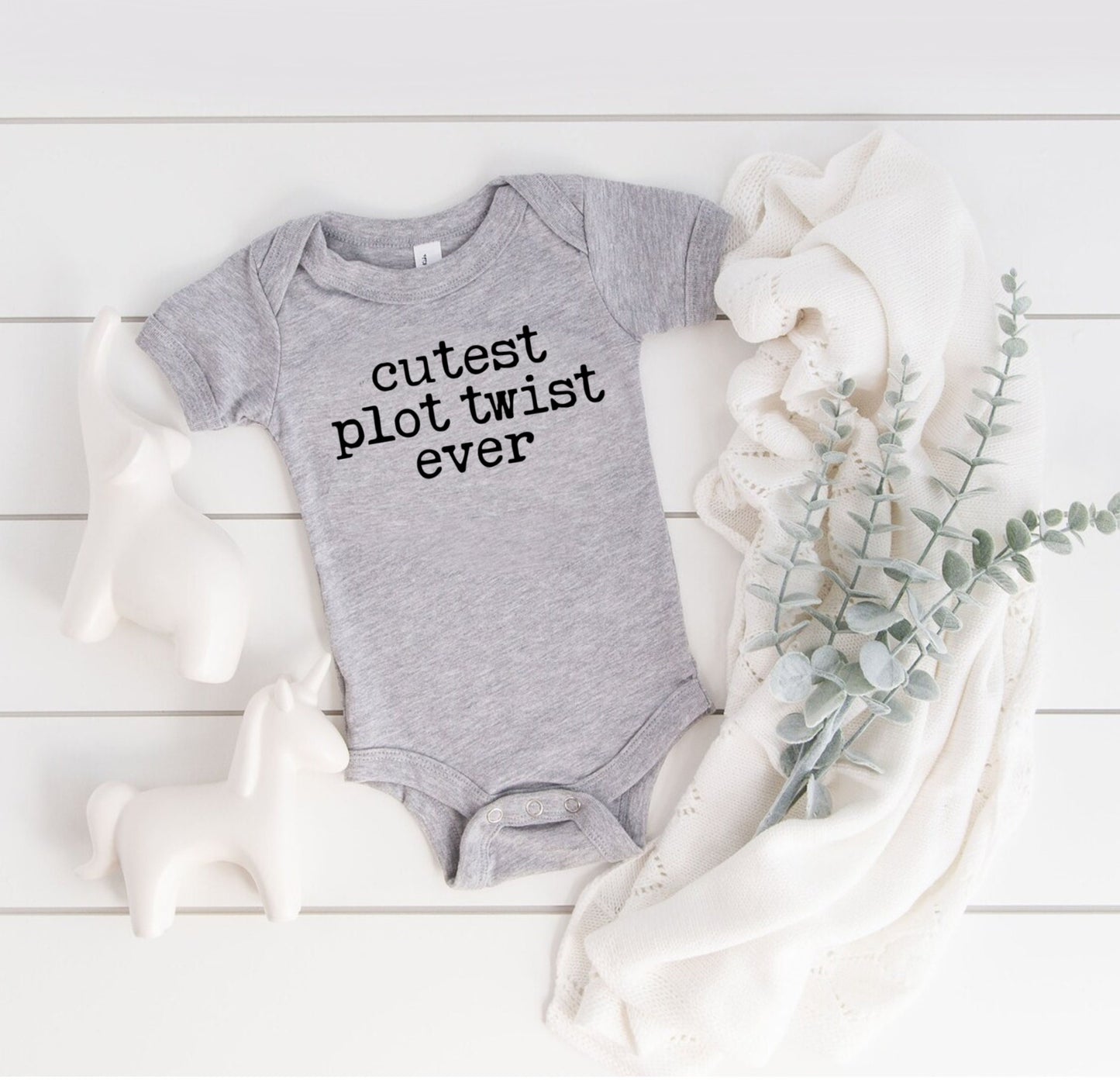 Cutest Plot Twist Ever Literary Baby Bodysuit for Reader Writer Author Surprise Baby Birth Announcement Funny