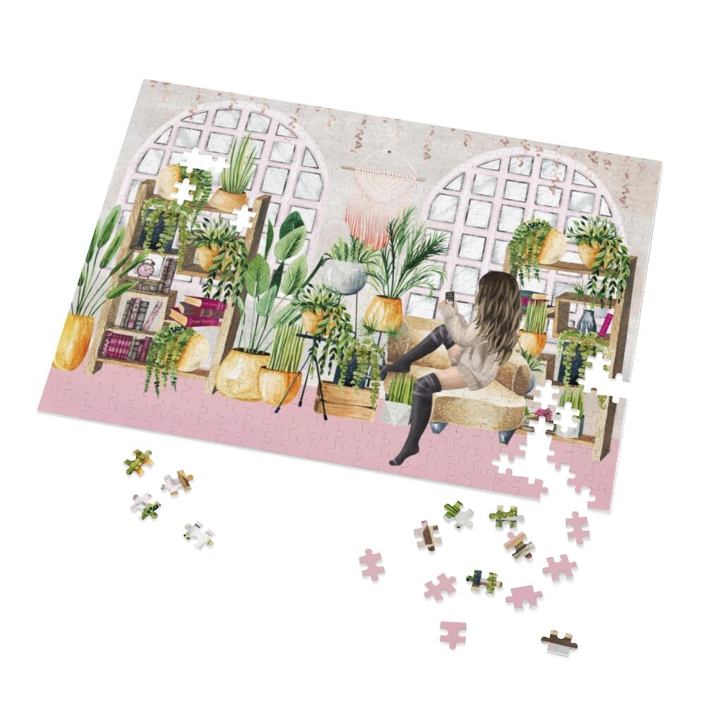 Botanical Bibliophile Jigsaw Puzzle 252, 500, 1000-Piece Gift for Reader Bookish Plant Mom Puzzle Birthday Present for Librarian Bookstagram