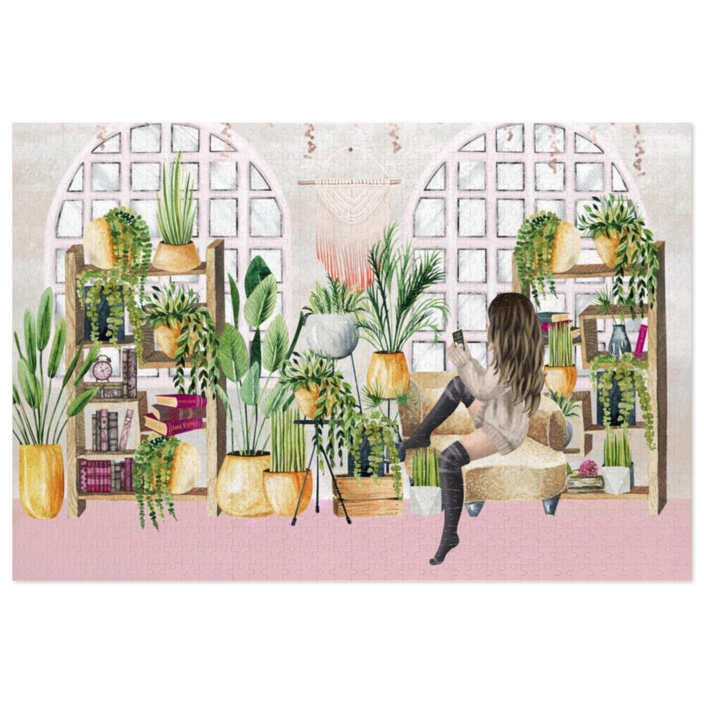 Botanical Bibliophile Jigsaw Puzzle 252, 500, 1000-Piece Gift for Reader Bookish Plant Mom Puzzle Birthday Present for Librarian Bookstagram