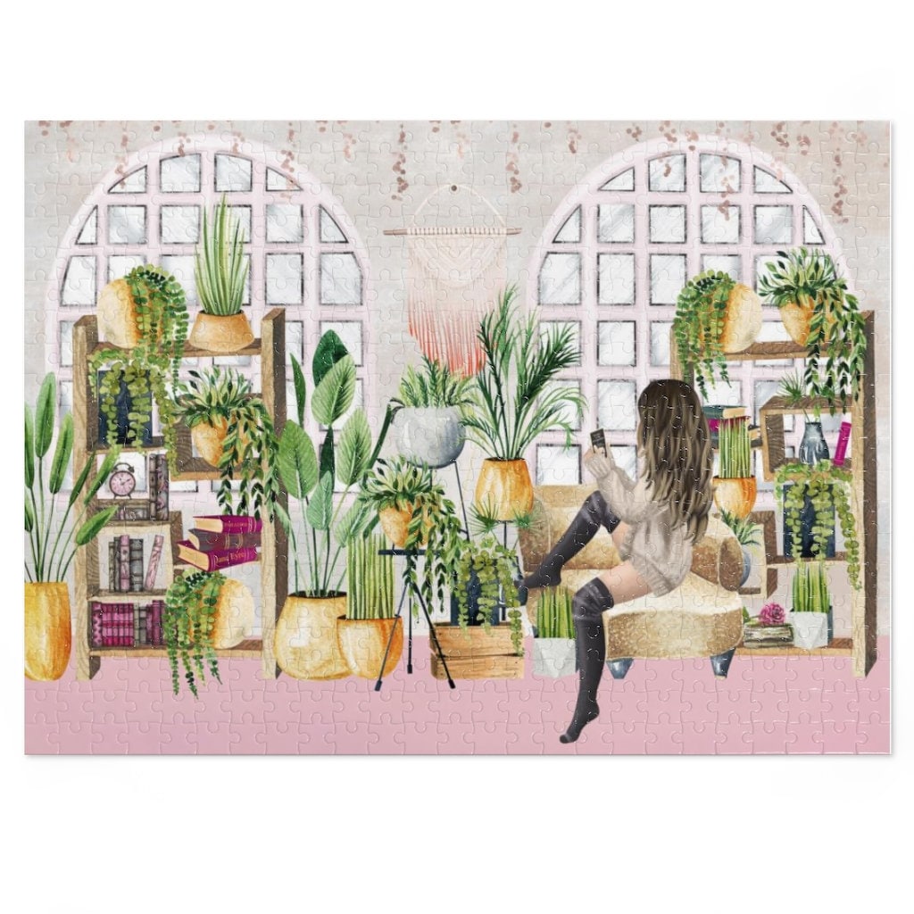 Botanical Bibliophile Jigsaw Puzzle 252, 500, 1000-Piece Gift for Reader Bookish Plant Mom Puzzle Birthday Present for Librarian Bookstagram
