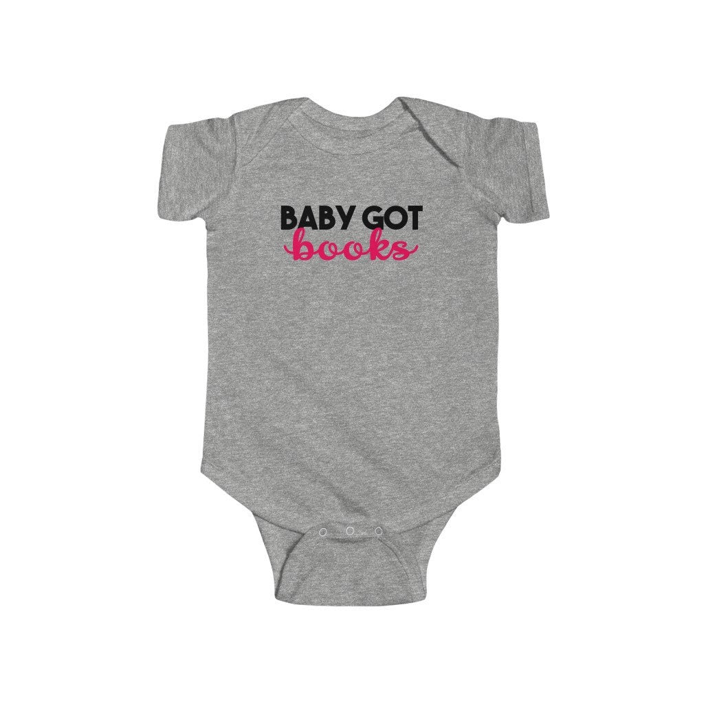 Pink Baby Got Books Bookish Baby Bodysuit for Book Club Baby Shower Reader Writer Author Surprise Baby Birth Announcement Funny